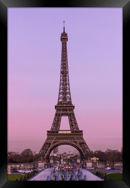 Tour Eiffel Dusk Framed Print by Dan Davidson