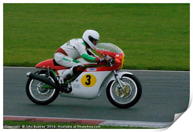 Racing sidecar at Snetterton racetrack  Print by John Boekee