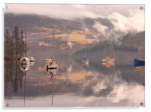 Morning reflections of Loch Ness Acrylic by Ian Middleton
