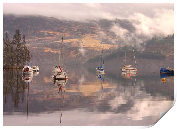 Morning reflections of Loch Ness Print by Ian Middleton