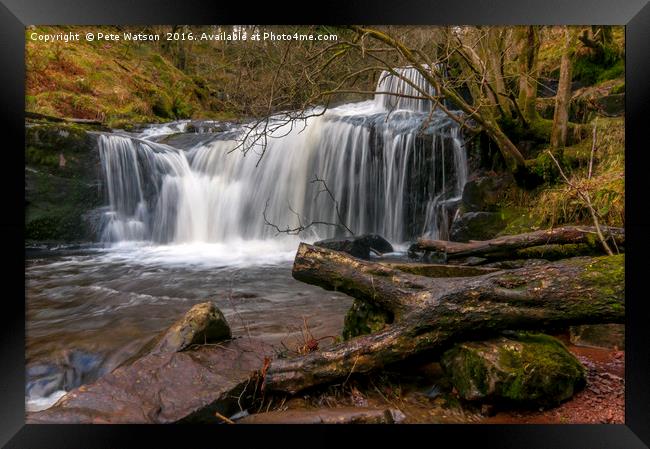Waterfall at Blaen y Glyn in the Brecon Beacons, S Framed Print by Pete Watson