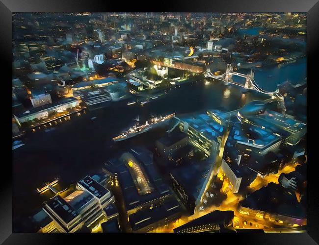 London Night View Framed Print by Clive Eariss