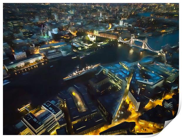 London Night View Print by Clive Eariss