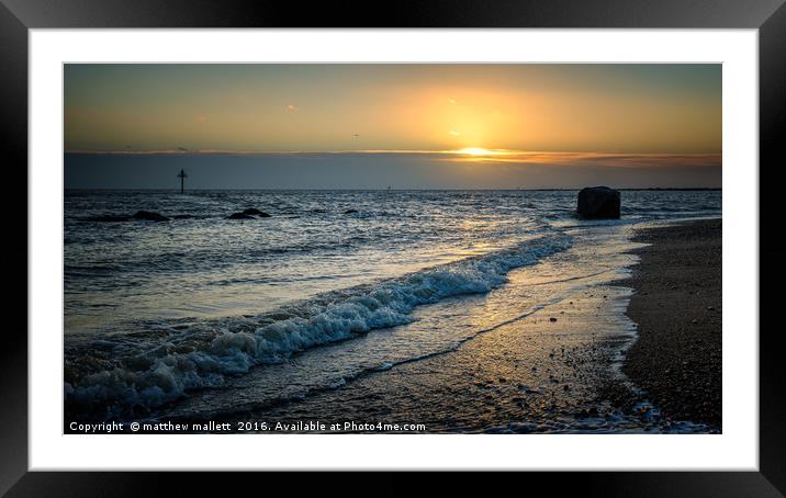January Sunset Off Essex Coastline Framed Mounted Print by matthew  mallett