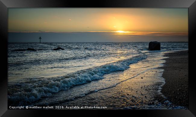 January Sunset Off Essex Coastline Framed Print by matthew  mallett