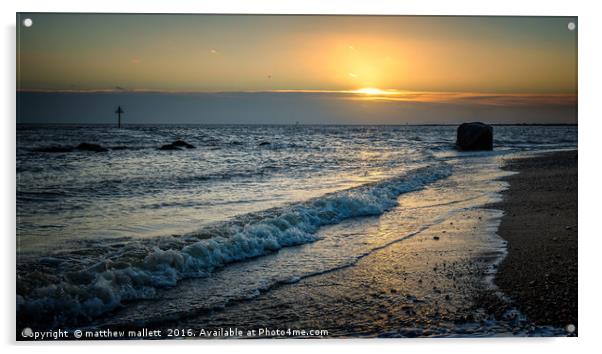 January Sunset Off Essex Coastline Acrylic by matthew  mallett