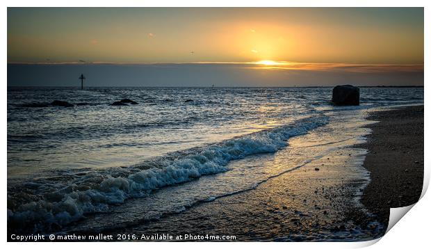 January Sunset Off Essex Coastline Print by matthew  mallett