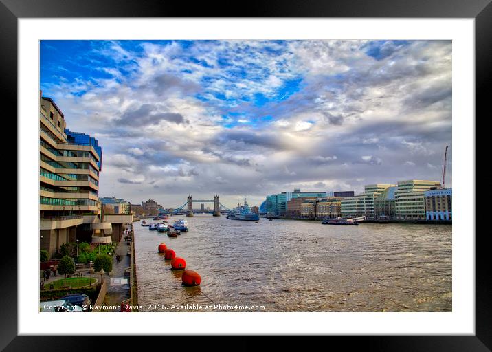 View of the Thames Framed Mounted Print by Raymond Davis