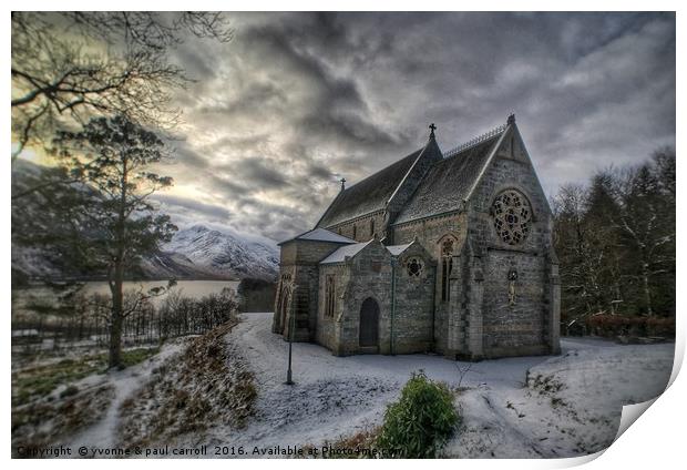 Church at Glenfinnan Print by yvonne & paul carroll