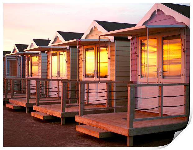 Beach Huts at Lytham St Annes Print by Victor Burnside