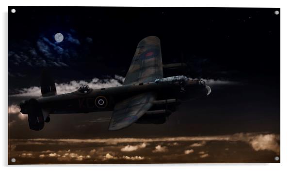 "The Straggler".  Avro Lancaster Acrylic by Rob Lester