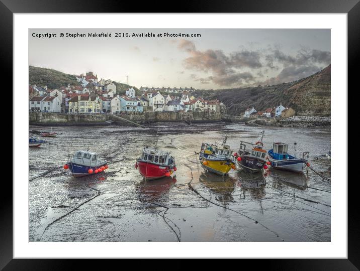 Staithes at Dusk Framed Mounted Print by Stephen Wakefield
