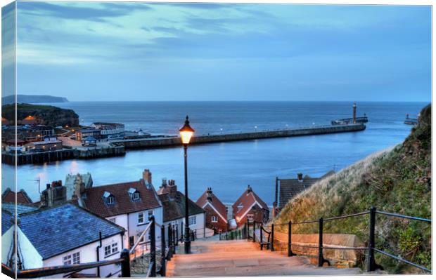 Whitby After Sun Down Canvas Print by Sarah Couzens