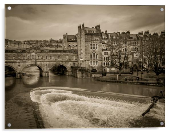 Pulteney Weir, Bath, England, UK Acrylic by Mark Llewellyn