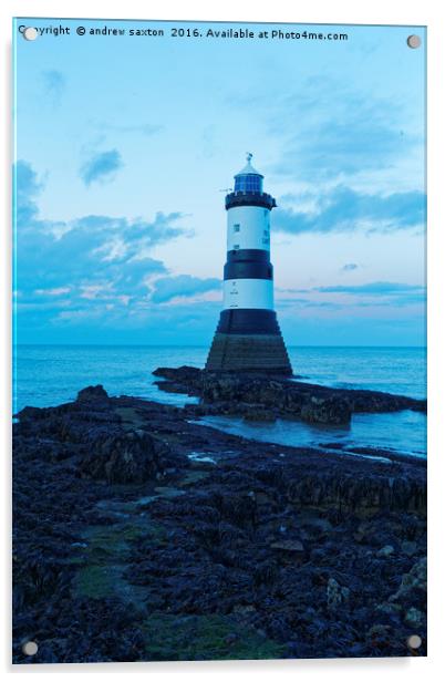 ANGLESEY LIGHTHOUSE Acrylic by andrew saxton