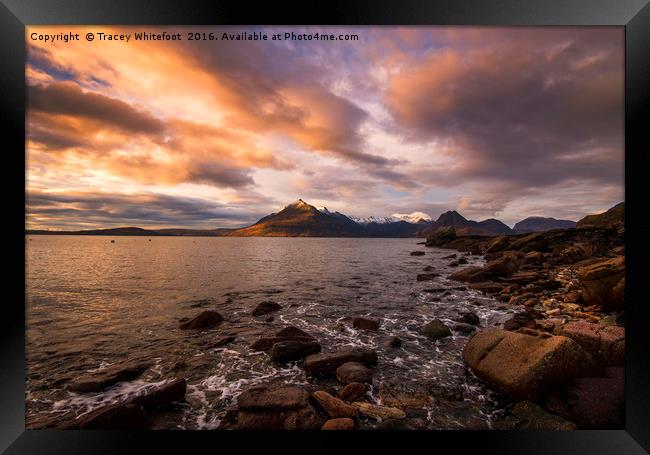 Elgol Sunset  Framed Print by Tracey Whitefoot
