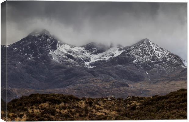 The dark, forboding Cuillins, Skye Canvas Print by Rob Lester