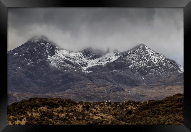 The dark, forboding Cuillins, Skye Framed Print by Rob Lester