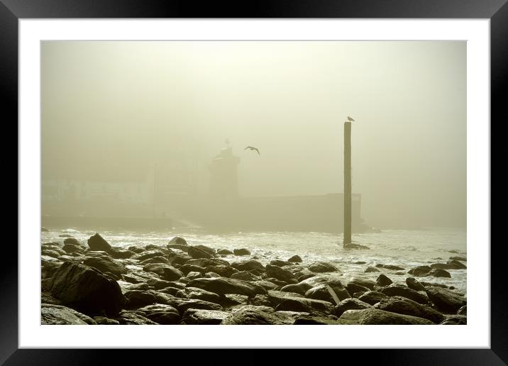 Lynmouth Harbour in a Sea Mist Framed Mounted Print by graham young