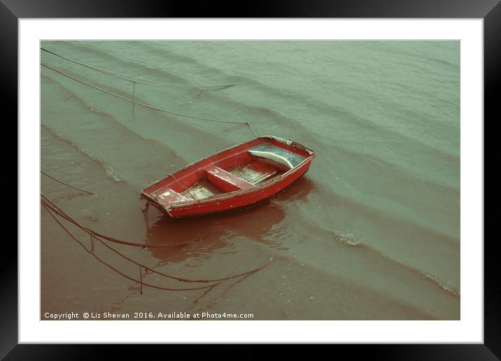 Red Boat on Rippling Seas ... Lyme Bay on the Jura Framed Mounted Print by Liz Shewan
