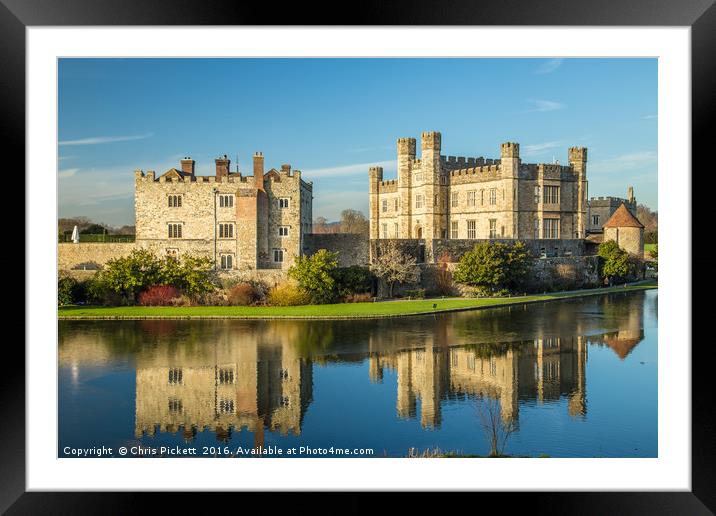 Leeds Castle Reflection Framed Mounted Print by Chris Pickett