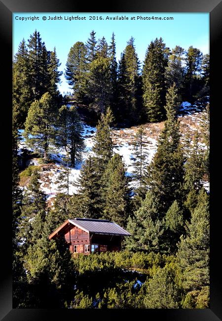 In a cottage in a wood in Mayrhofen  Framed Print by Judith Lightfoot