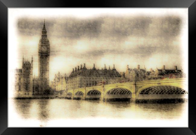 Westminster Bridge Vintage Framed Print by David Pyatt