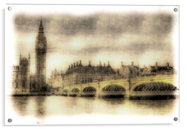 Westminster Bridge Vintage Acrylic by David Pyatt