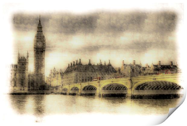 Westminster Bridge Vintage Print by David Pyatt