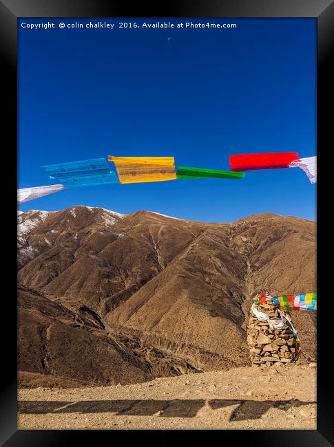Prayer Flags in Tibet Framed Print by colin chalkley