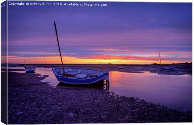 Burnham Overy Staithe Afterglow Canvas Print by Antony Burch