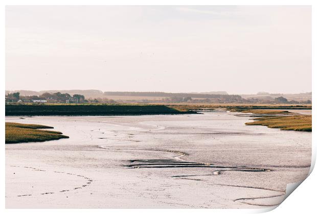 Low tide salt marsh at Burnham Overy Staithe, Norf Print by Liam Grant