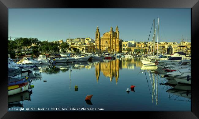 Valletta Reflected  Framed Print by Rob Hawkins