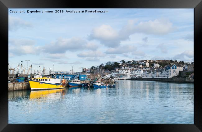 Brixham Harbour with Boats Framed Print by Gordon Dimmer