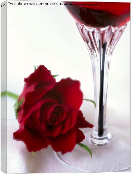Red Rose and Wine Valentine Concept Canvas Print by Pearl Bucknall