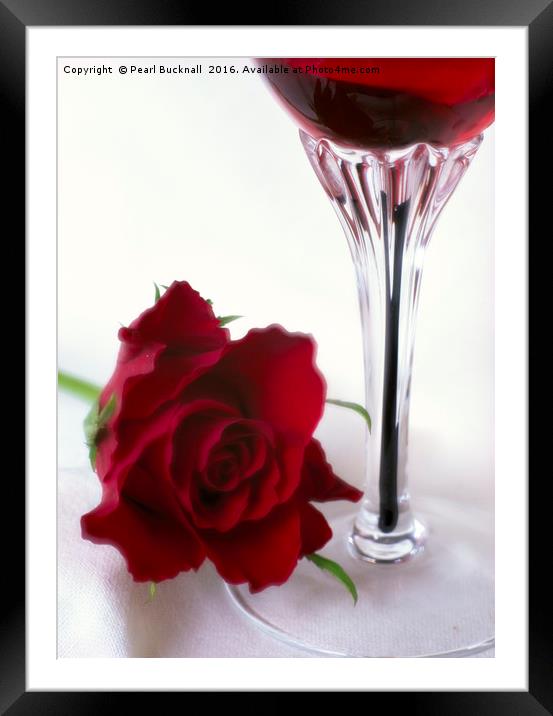 Red Rose and Wine Valentine Concept Framed Mounted Print by Pearl Bucknall