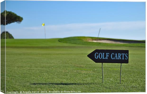 Golf Carts sign on a Golf Course Canvas Print by Angelo DeVal
