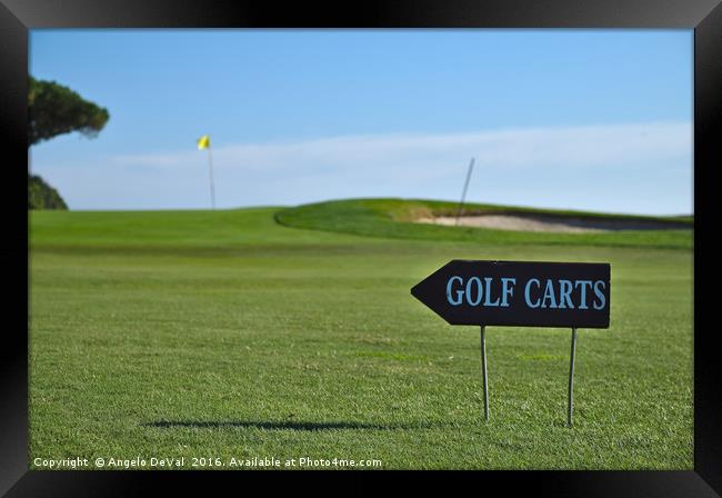 Golf Carts sign on a Golf Course Framed Print by Angelo DeVal