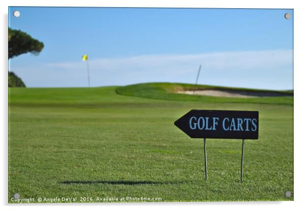 Golf Carts sign on a Golf Course Acrylic by Angelo DeVal