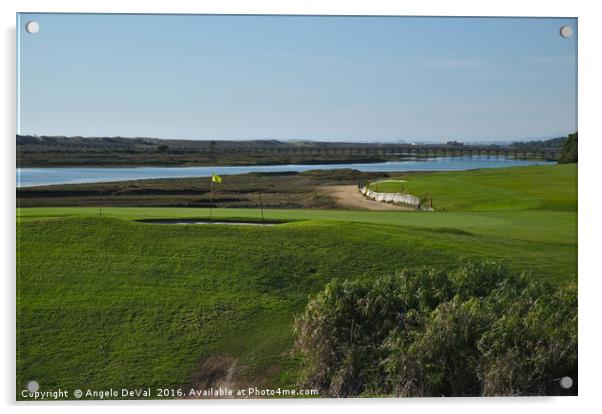 Golf course and Ria Formosa in Quinta do Lago Acrylic by Angelo DeVal