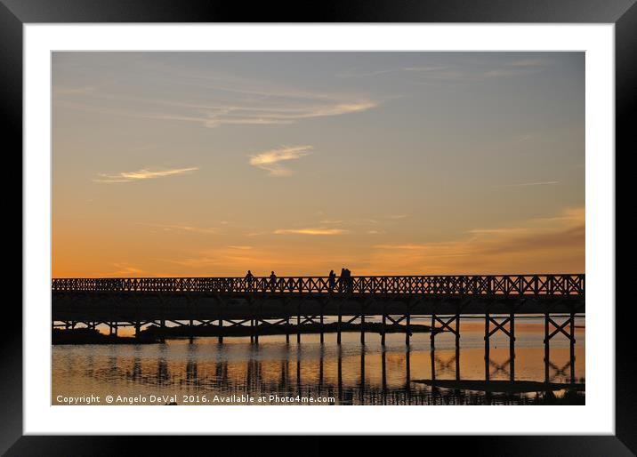 Wooden bridge welcoming twilight Framed Mounted Print by Angelo DeVal