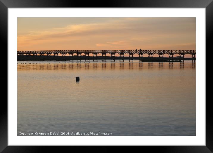 Wooden bridge at sunset in Quinta do Lago Framed Mounted Print by Angelo DeVal