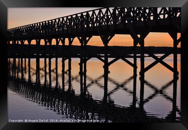 Bridge silhouette at dusk in Quinta do Lago Framed Print by Angelo DeVal