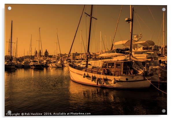 Maltese Boats  Acrylic by Rob Hawkins