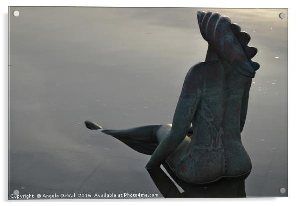 Mermaid bronze statue in the Faro Marina Acrylic by Angelo DeVal