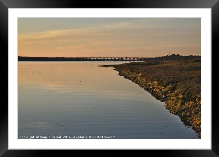 Bridge and Ria at sunset in Quinta do Lago Framed Mounted Print by Angelo DeVal