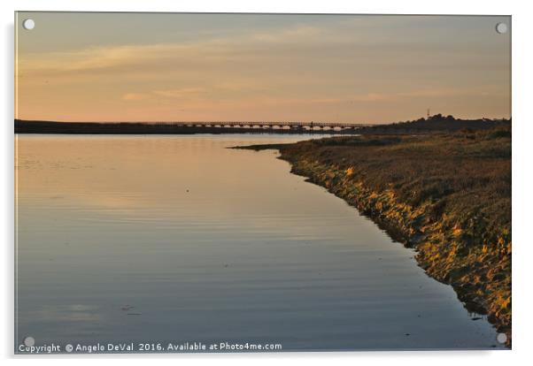 Bridge and Ria at sunset in Quinta do Lago Acrylic by Angelo DeVal