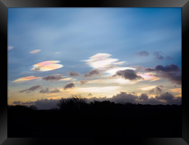 Nacreous Clouds above Falkirk, Scotland. Framed Print by Tommy Dickson