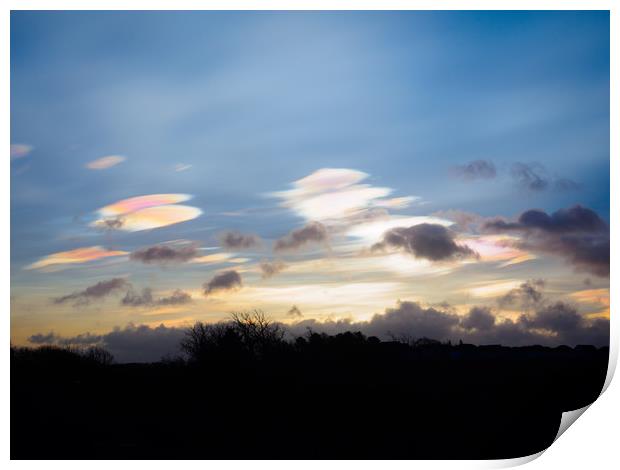 Nacreous Clouds above Falkirk, Scotland. Print by Tommy Dickson
