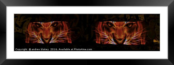 Tiger Eyes light painting Framed Mounted Print by andrew blakey